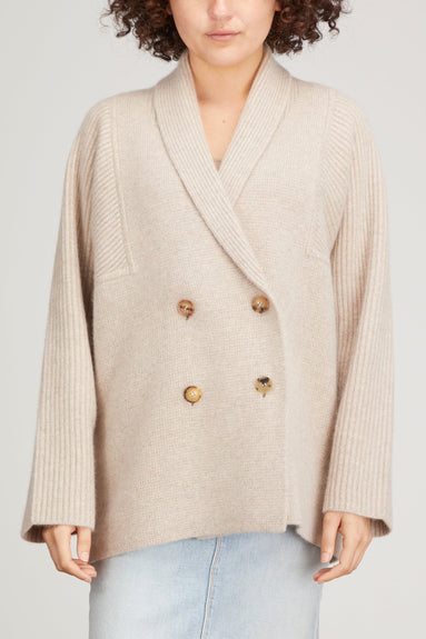 CO Sweaters Double Breasted Cardigan in Sand Melange