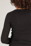 CO Sweaters Long Sleeve U-Neck Sweater in Black