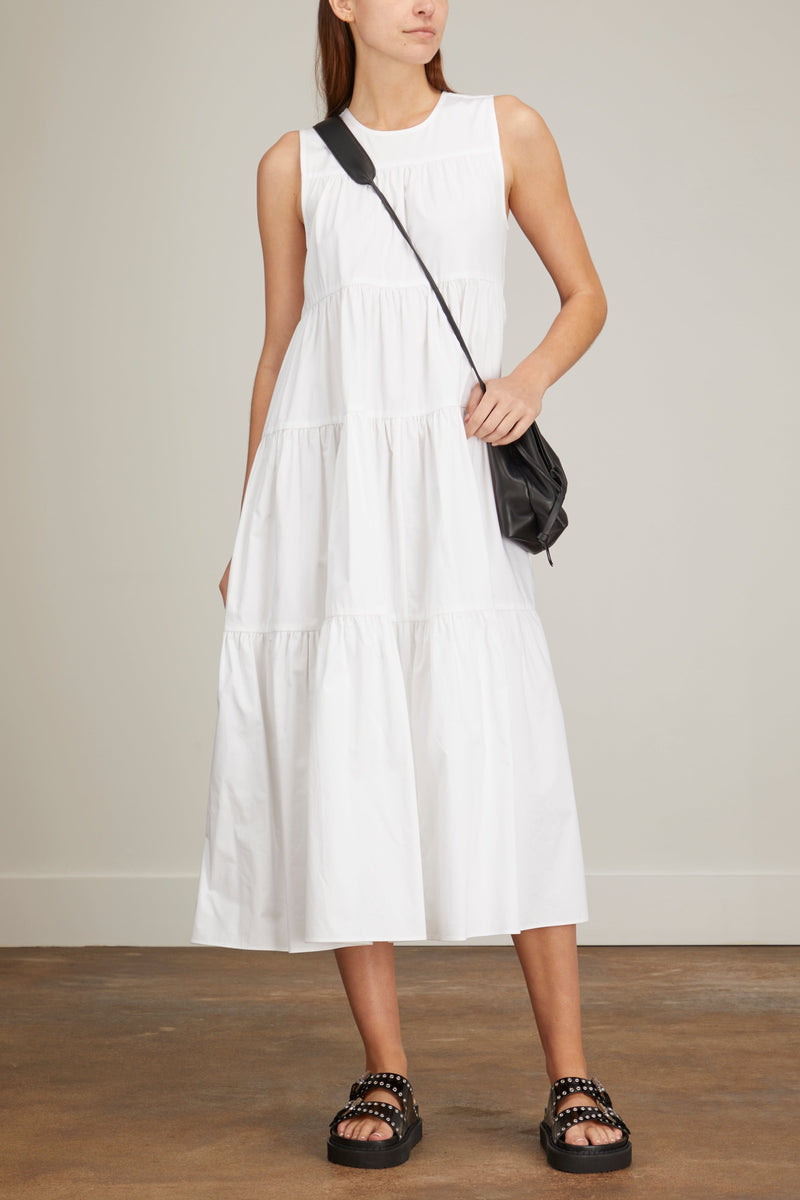Co Sleeveless Tiered Dress in White – Hampden Clothing
