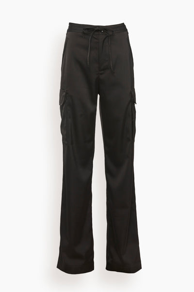 Drawstring Cargo Pants in Black