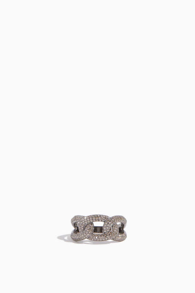 Pave Three Link Ring in Sterling Silver