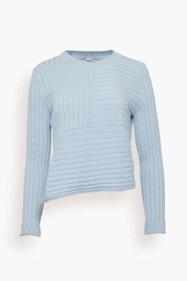 Stella McCartney Dresses Ribbed Knit Cotton Sweater in Sky Blue