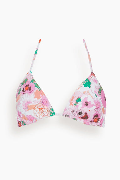 Ganni Swimwear Recycled Printed String Bikini Top in Sugar Plum