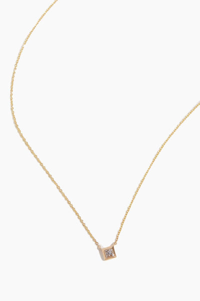 Millie Ryan Single Princess Cut Necklace in14k Yellow Gold