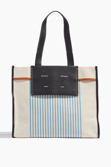 Proenza Schouler White Label Tote Bags XL Morris Stripe Canvas Tote in Cornflower/Natural