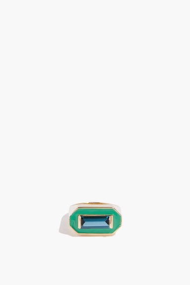 Aliita Rings Deco Maxi Baguette Enamel Ring in Sage Green