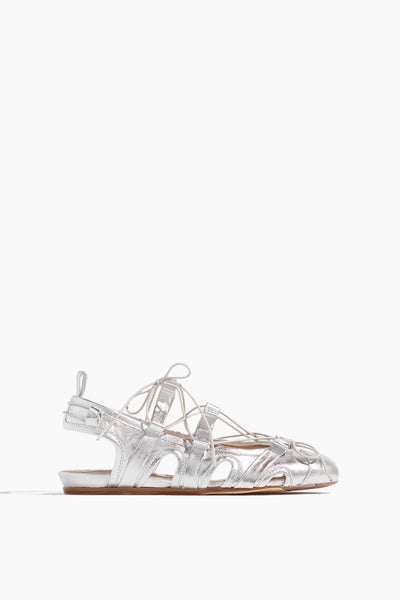 Lace-Up Sporty Ballerina in Silver