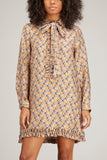 Dice Kayek Dresses Ruffled Hem Mini Dress in Mustard Monogram