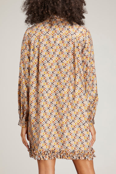 Dice Kayek Dresses Ruffled Hem Mini Dress in Mustard Monogram