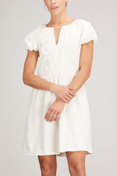 Dice Kayek Dresses Floral Embellished Short Sleeved Dress in White