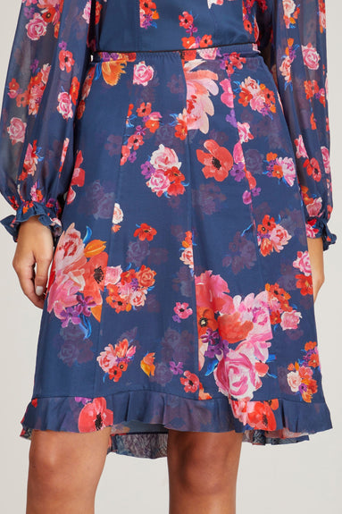 Dorothee Schumacher Skirts Floral Freedom Skirt in Blue Pink Mix