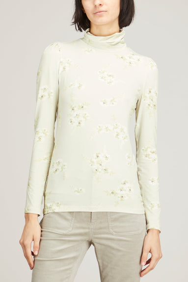Dorothee Schumacher Tops Floral Movement Turtleneck Top in Floral Green Mix