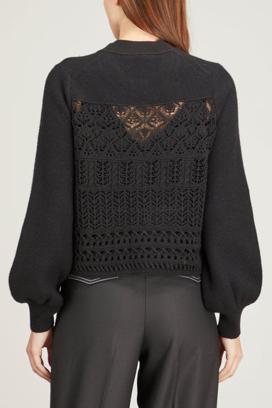 Dorothee Schumacher Sweaters Seductive Lace Cardigan in Pure Black