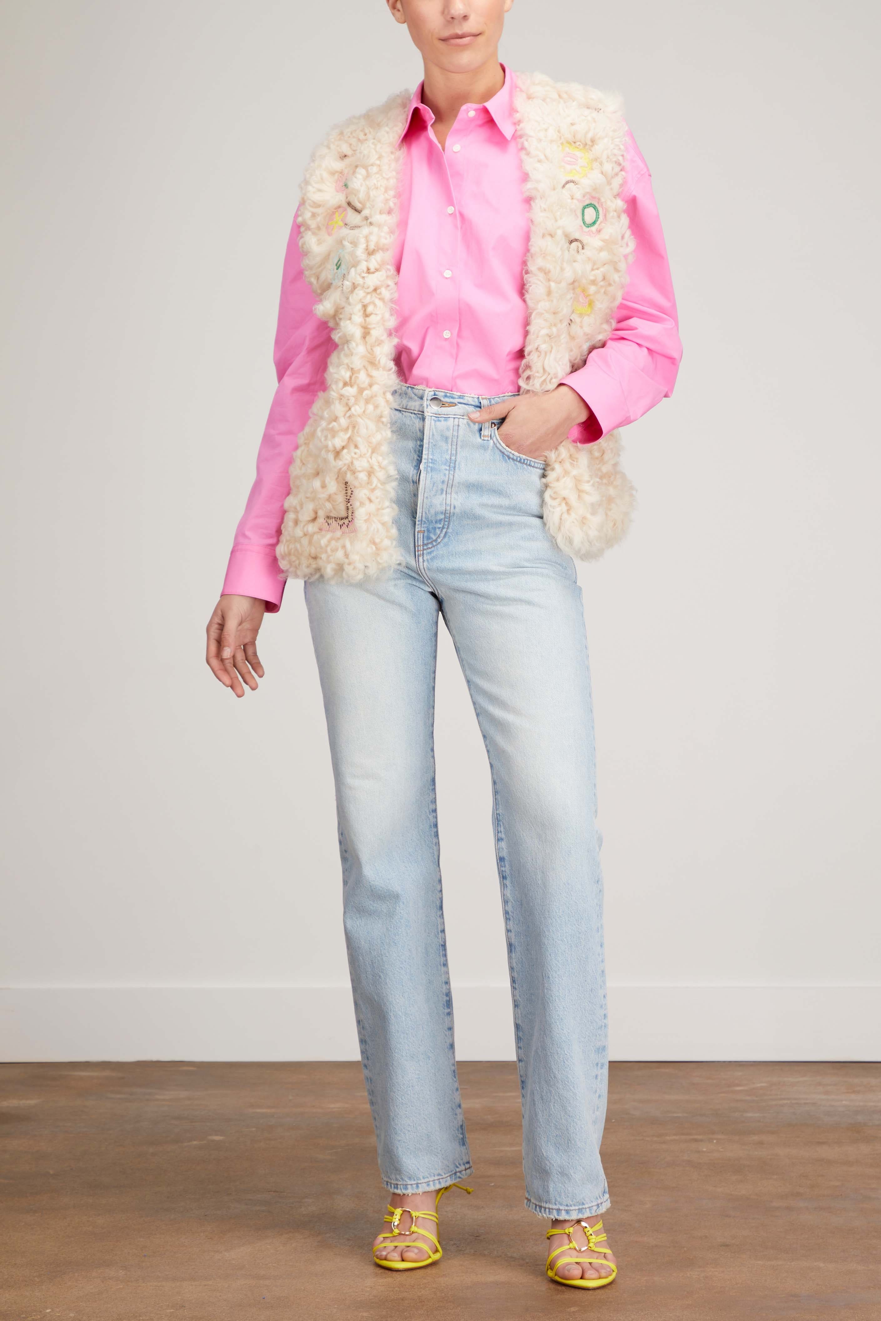 Dorothee Schumacher Tops Embroidered Soft Vest in Almond Beige Dorothee Schumacher Embroidered Soft Vest in Almond Beige