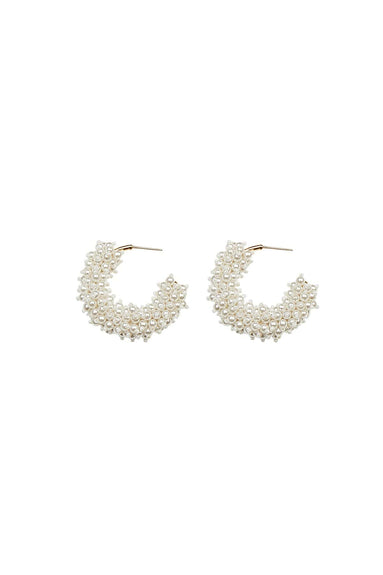 Mignonne Gavigan Accessories Taylor Mini Hoop Earrings in White/Gold