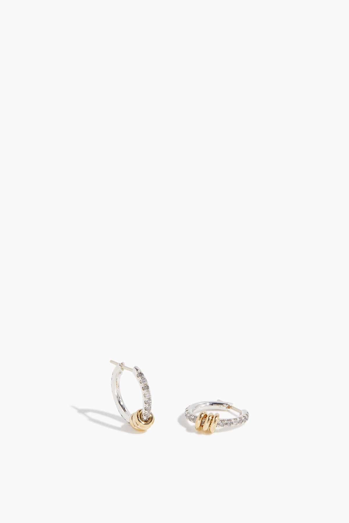 Spinelli Kilcollin Earrings Ara Pave SG Gris Hoop Earrings in 18k Yellow Gold