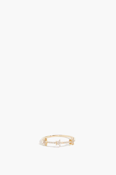 Pave Station Star Ring in 14k Yellow Gold