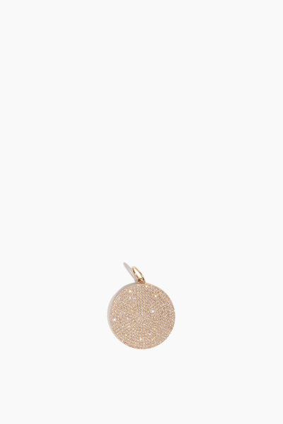 Large Pave Disc Pendant in 14k Yellow Gold