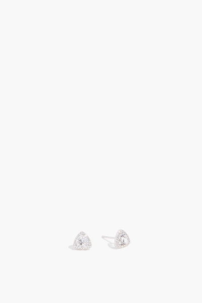 Topaz Triangle Diamond Stud Earring in 18k White Gold