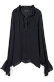 Nili Lotan Clothing Royan Blouse in Black