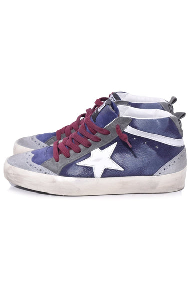 Golden Goose Shoes Mid Star Sneakers in Navy Suede/White Star