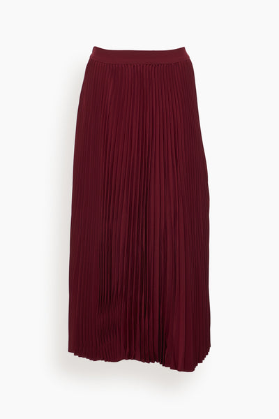 Pleated Elastic Waist Skirt in Cabernet