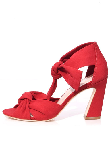 Loeffler Randall Shoes Nan Ankle Tie Heel in Bright Red