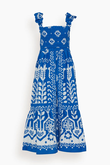 Sea Dresses Sonia Print Sleeveless Smocked Dress in Blue