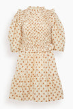 Sea Dresses Wilma Matlasse Short Sleeve Dress in Cream