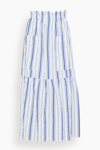Summer Skirt in White with Navy Stripes