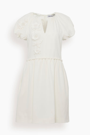 Floral Embellished Short Sleeved Dress in White