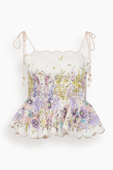 Jude Scallop Top in Peach Gradient Floral