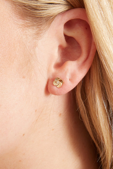 EF Collection Earrings Gold and Diamond Petal Stud in Yellow Gold