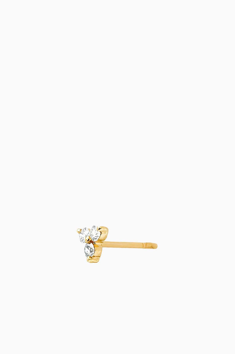 EF Collection Earrings Single Diamond Trio Stud Earring in Yellow Gold