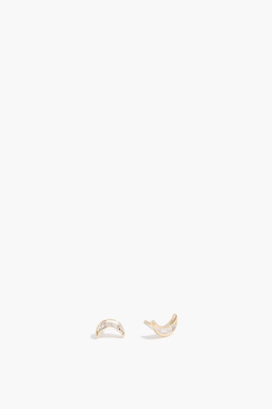 Adina Reyter Earrings Baguette Moon Posts in 14k Yellow Gold