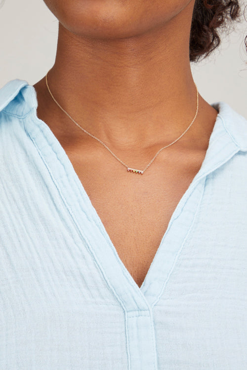 EF Collection Necklaces Diamond and Rainbow Chloe Bar Necklace in 14k Yellow Gold