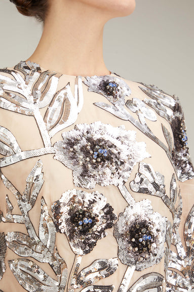 Erdem Dresses Malvina Floral Gown in Pink/Silver