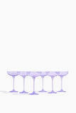 Estelle Colored Glass Glassware Colored Champagne Coupe Stemware in Lavender - Set of 6 Estelle Colored Glass Colored Champagne Coupe Stemware in Lavender - Set of 6