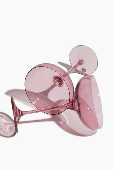 Estelle Colored Glass Glassware Colored Champagne Coupe Stemware in Rose - Set of 2