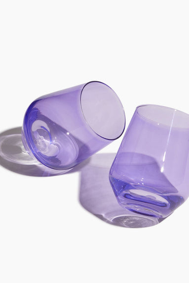 Estelle Colored Glass Glassware Colored Stemless Wine Glasses in Lavender - Set of 2 Estelle Colored Stemless Wine Glasses in Lavender - Set of 2