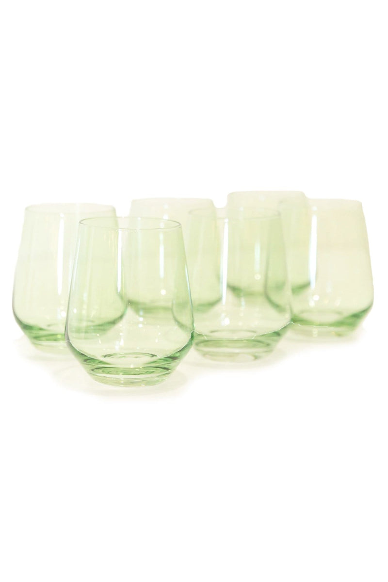 Estelle Colored Glass - Stemless Wine Glasses - Set of 6 Mint Green