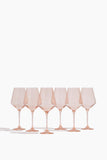 Estelle Colored Glass Glassware Colored Wine Stemware in Blushed Pink - Set of 6