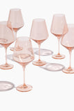 Estelle Colored Glass Glassware Colored Wine Stemware in Blushed Pink - Set of 6