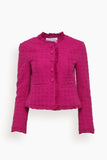 Cropped Tweed Jacket in Magenta