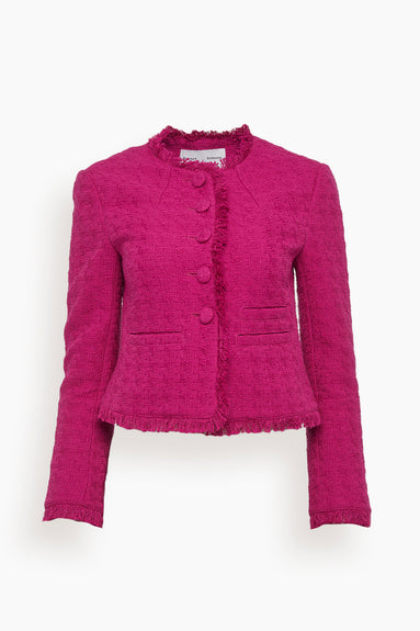 Cropped Tweed Jacket in Magenta