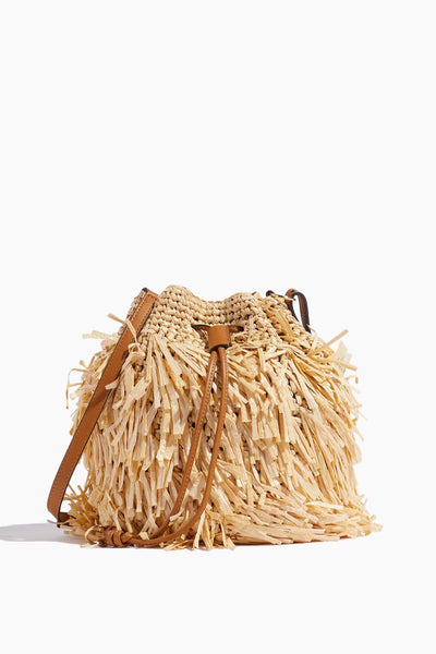 Gigi Fringe Drawstring Bag in Natural