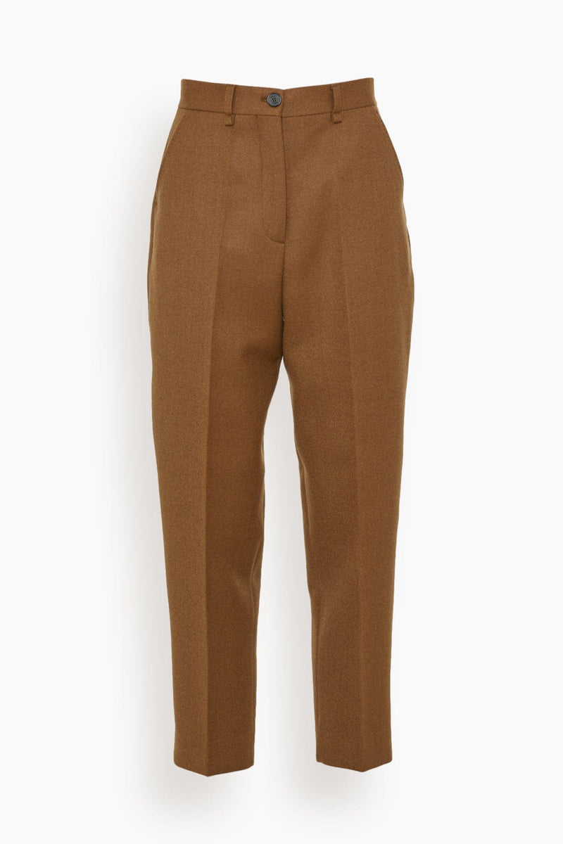 Mark Kenly Domino Tan Plieta High Waist Pants in Elm Wood