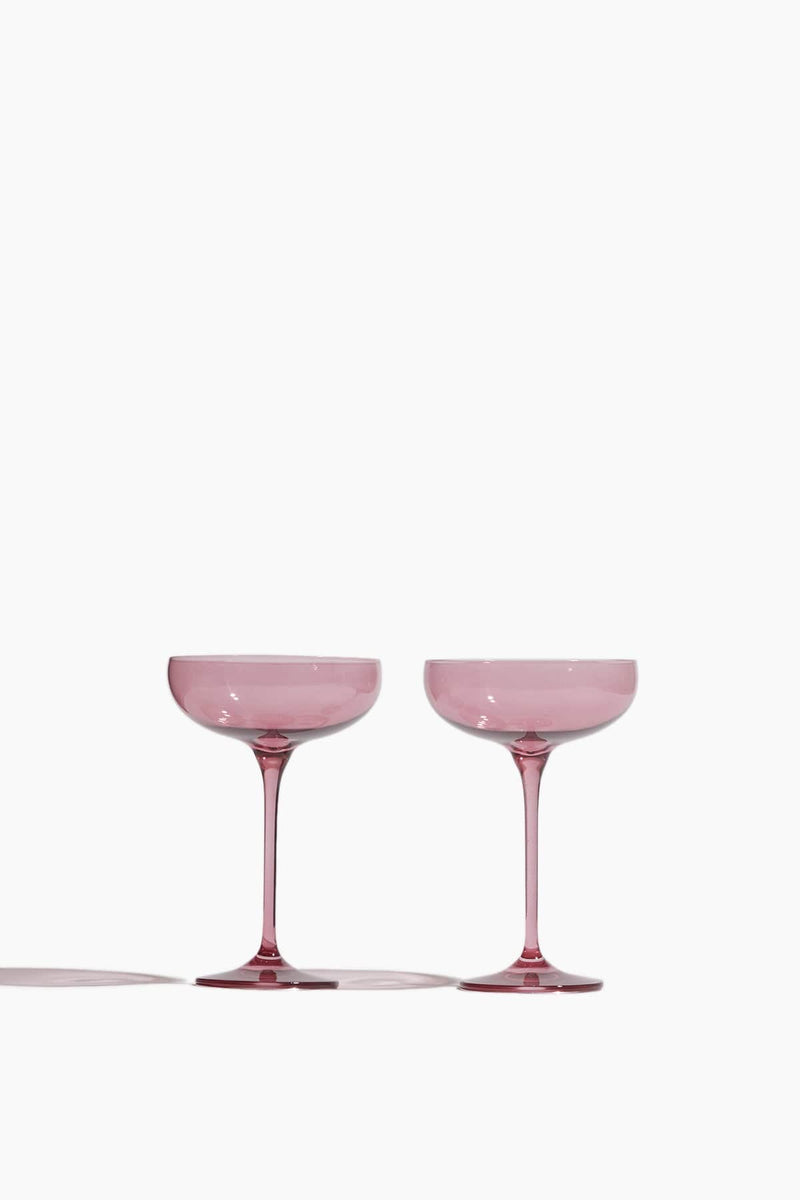 Estelle Colored Glass - Champagne Coupe Stemware - Set of 2 Rose