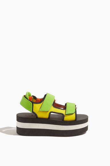 Marni Sandals Velcro Wedge Sandal in Corn and Lime