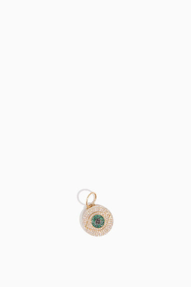 Vintage La Rose Unclassified Evil Eye Pendant in 14K Yellow Gold with Diamond/Emerald/Black Diamond
